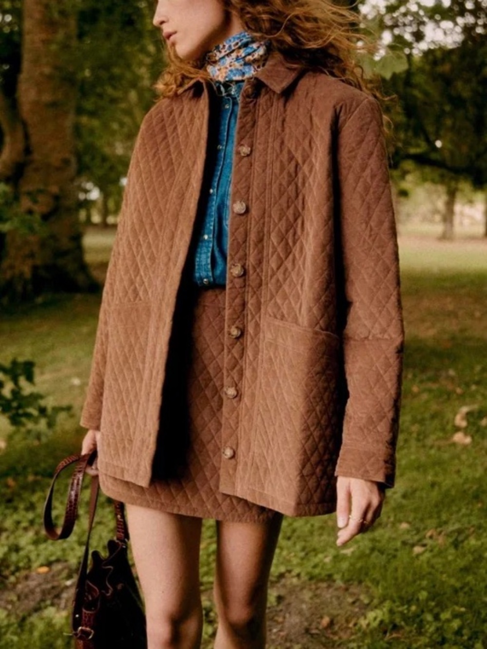 Sézane Will Quilted Corduroy Button Fall Jacket